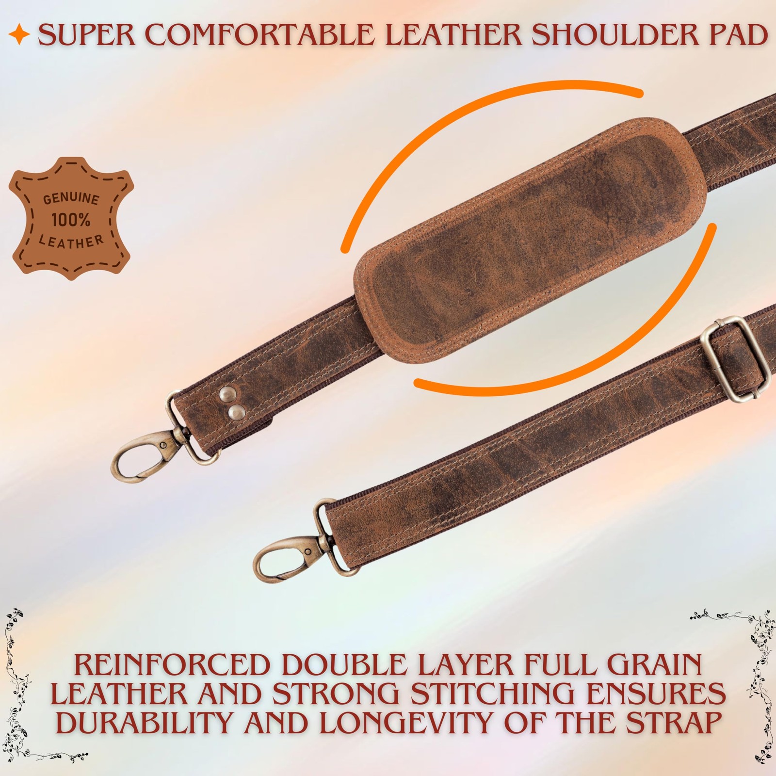 Hell Blues Bag Strap Replacement - Genuine One Size, Rustic Brown Buff