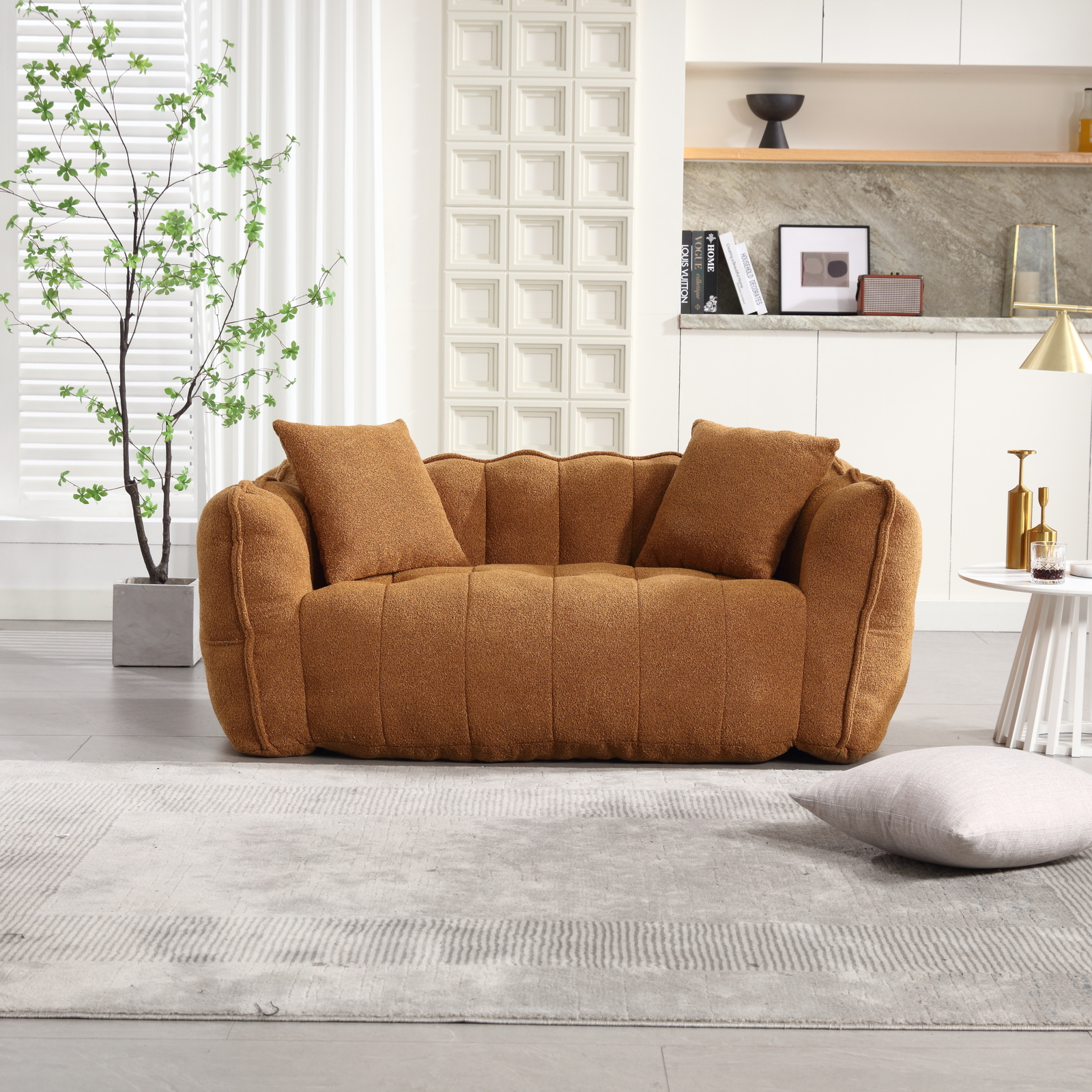 Bean Bag Chairs Lazy Sofa with high resilience foam core for 2 people - Yellow