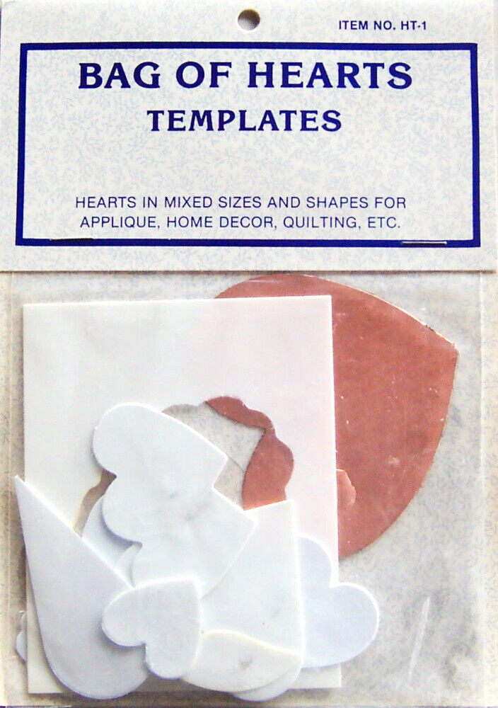 ESP  "BAG OF HEARTS" Assorted Craft & Quilting Templates #HT-1 - Sealed