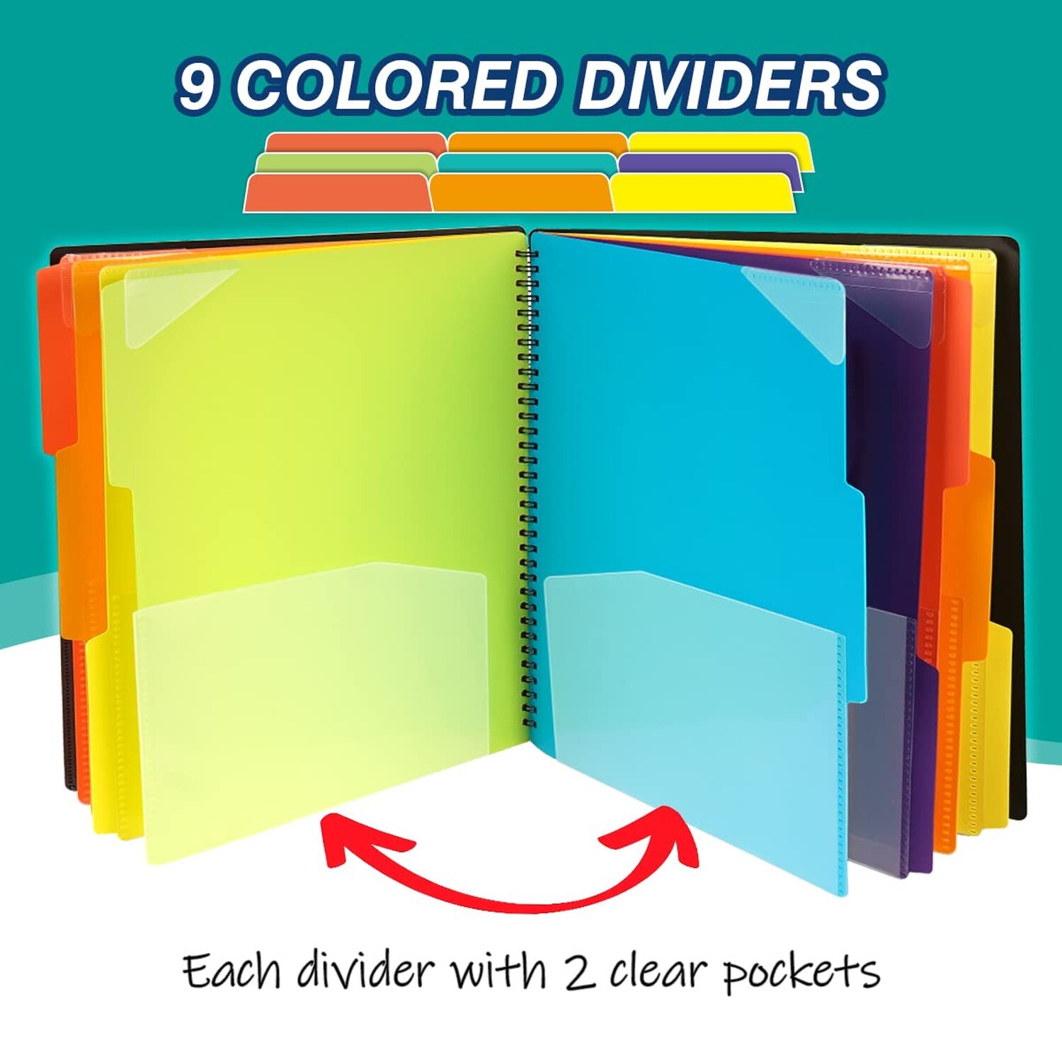 18 Pocket Poly Project Organizer, Spiral Multi Pocket Folder Organizer with P...
