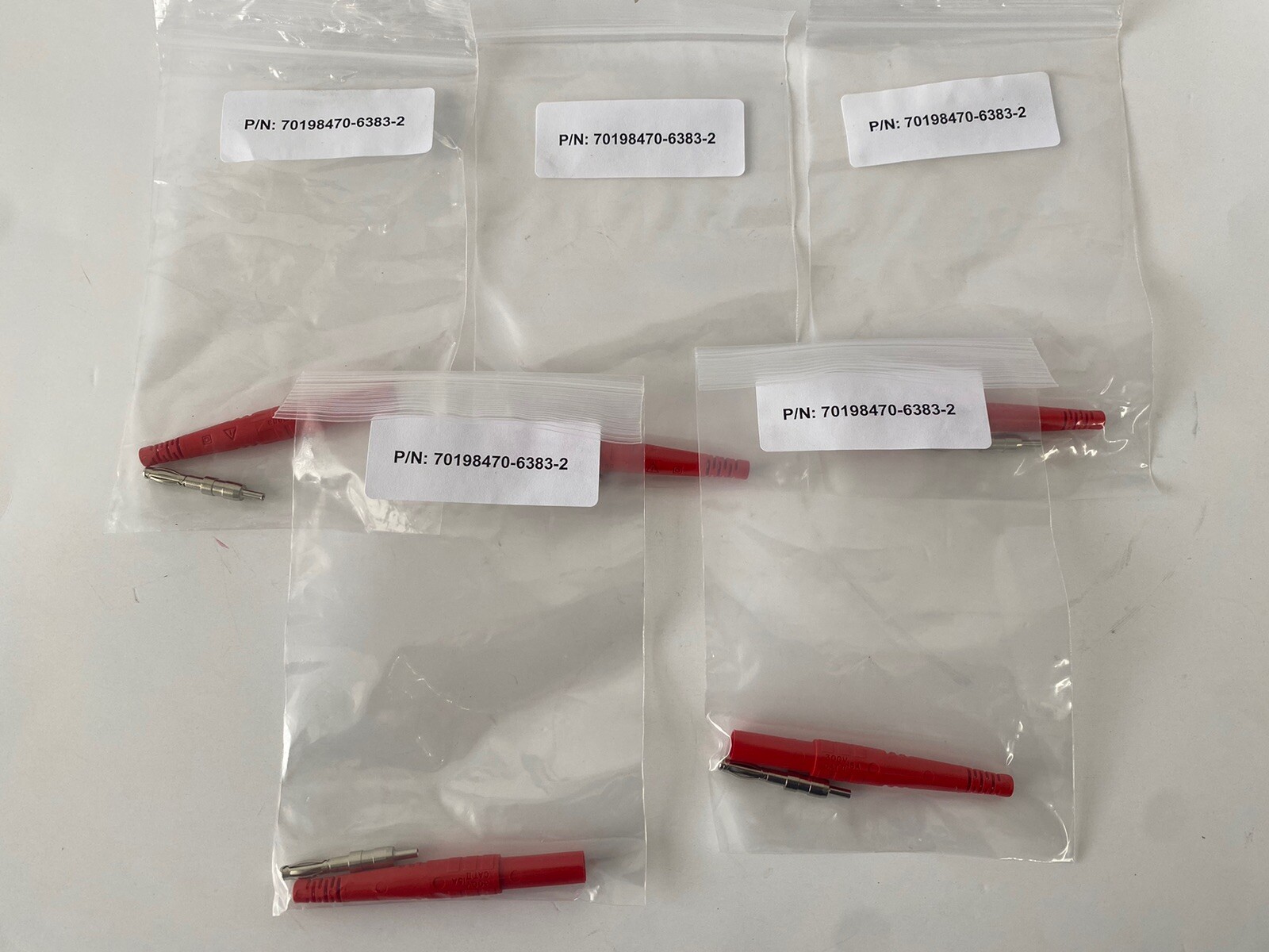 QTY 5 POMONA 6383-2 4mm Male Banana 'RED' Shrouded DIY Kit Rated 15A 300V CAT 2