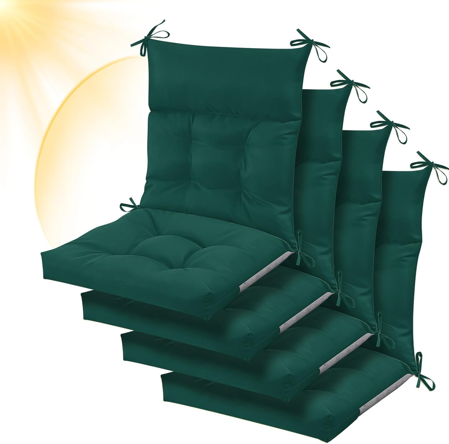 Sintuff 4 Pcs Patio Chair Cushions 44x21x4 Teal
