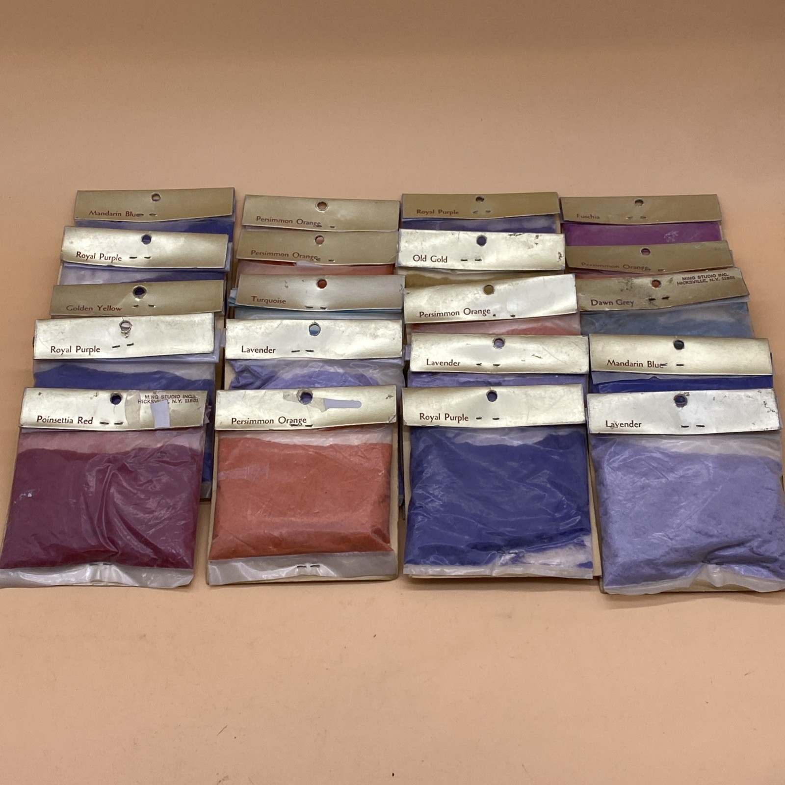 Minglo Suede Flocking Powder Lot of 20 - New Sealed Vintage Blue Orange Purple