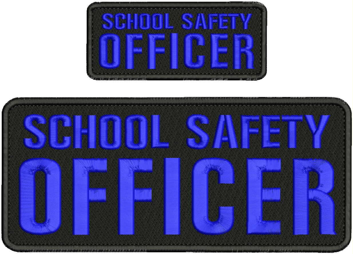 Collectible 2 Embroidery Patch ''School S O '' 4x10 and 2x5 Dr Blue On Black