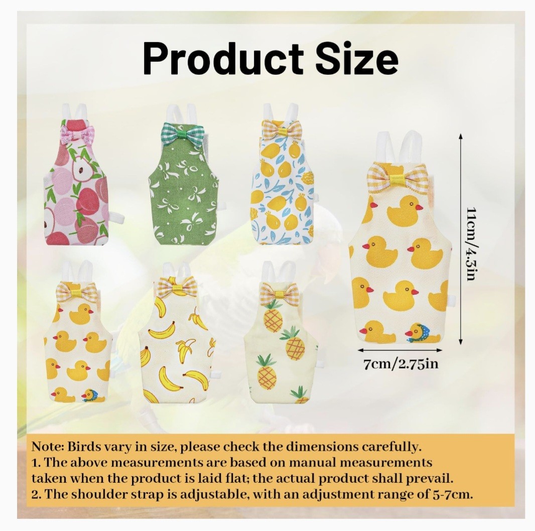 🍋 ⭐ Reusable Bird Diaper Medium Lemon Parrot Flight Suit Waterproof
