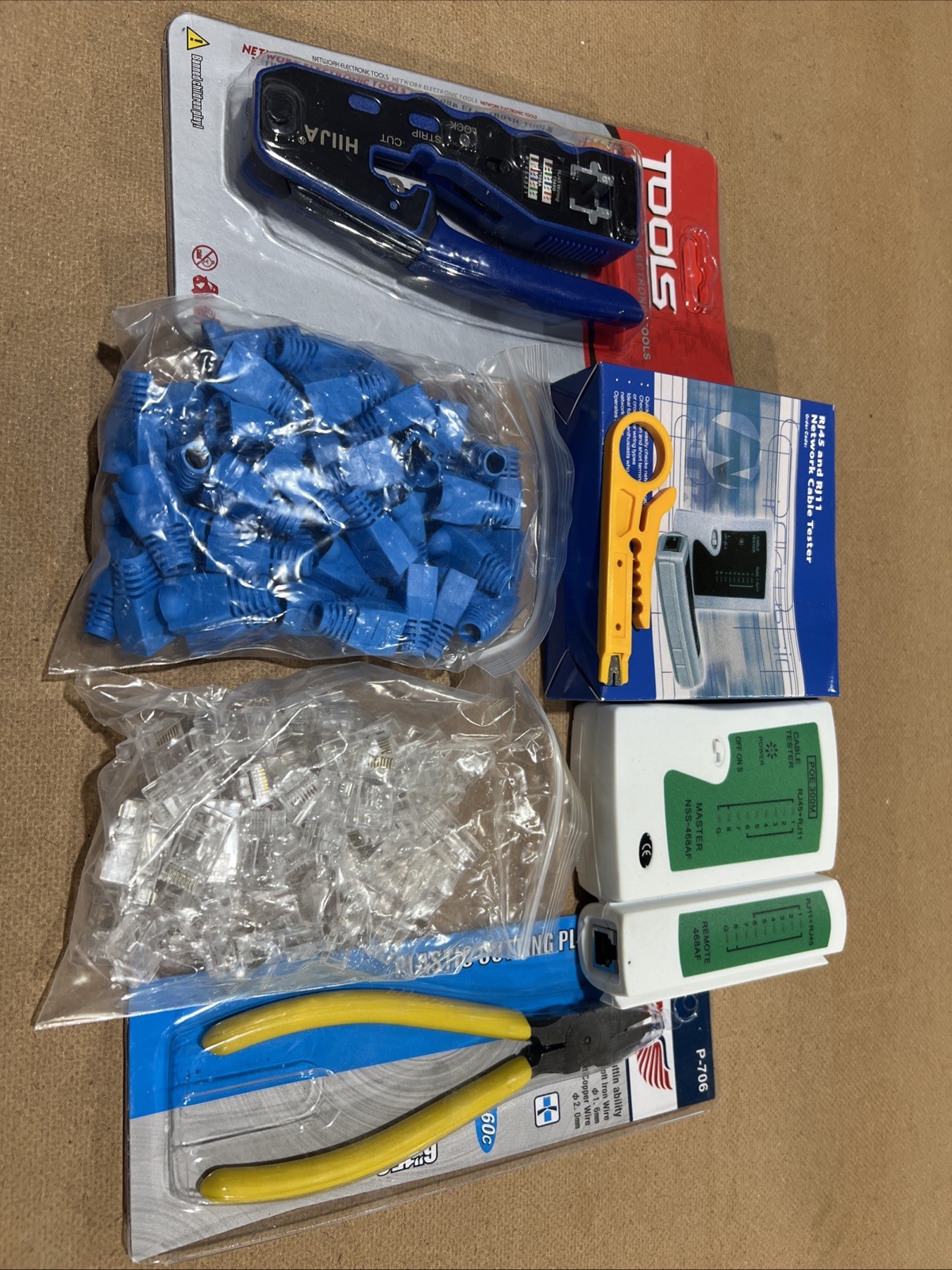 NEW RJ45 Pass Through Networking Crimp Tool Kit Cat5 Cat6 Network Crimping - SXD
