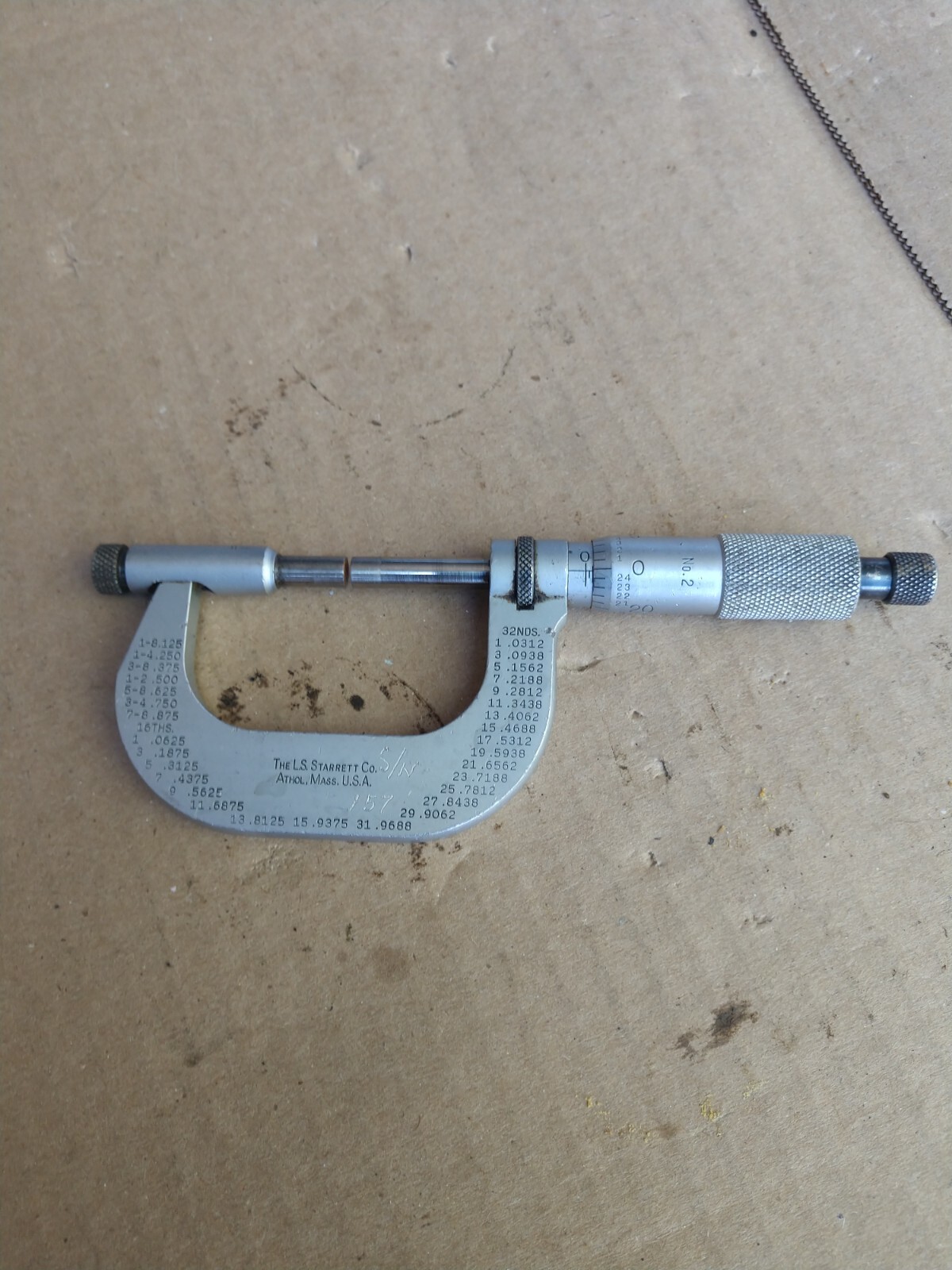 Vintage Starrett No. 2 Micrometer Made in USA USED 1”-2”