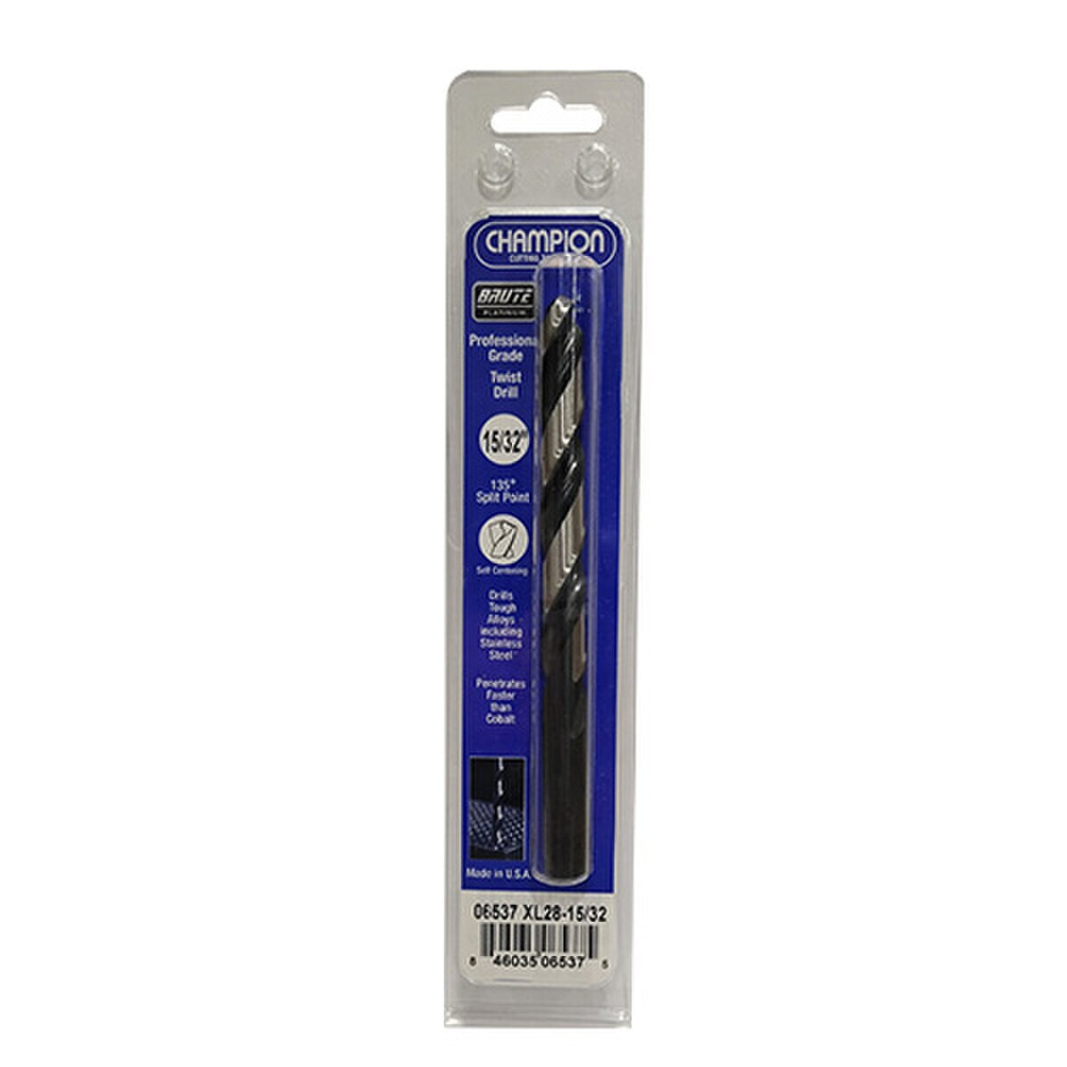 Champion Length Bit Drills High Speed Steel 15/32" x 3-1/8" x 4-3/4" 135° Split