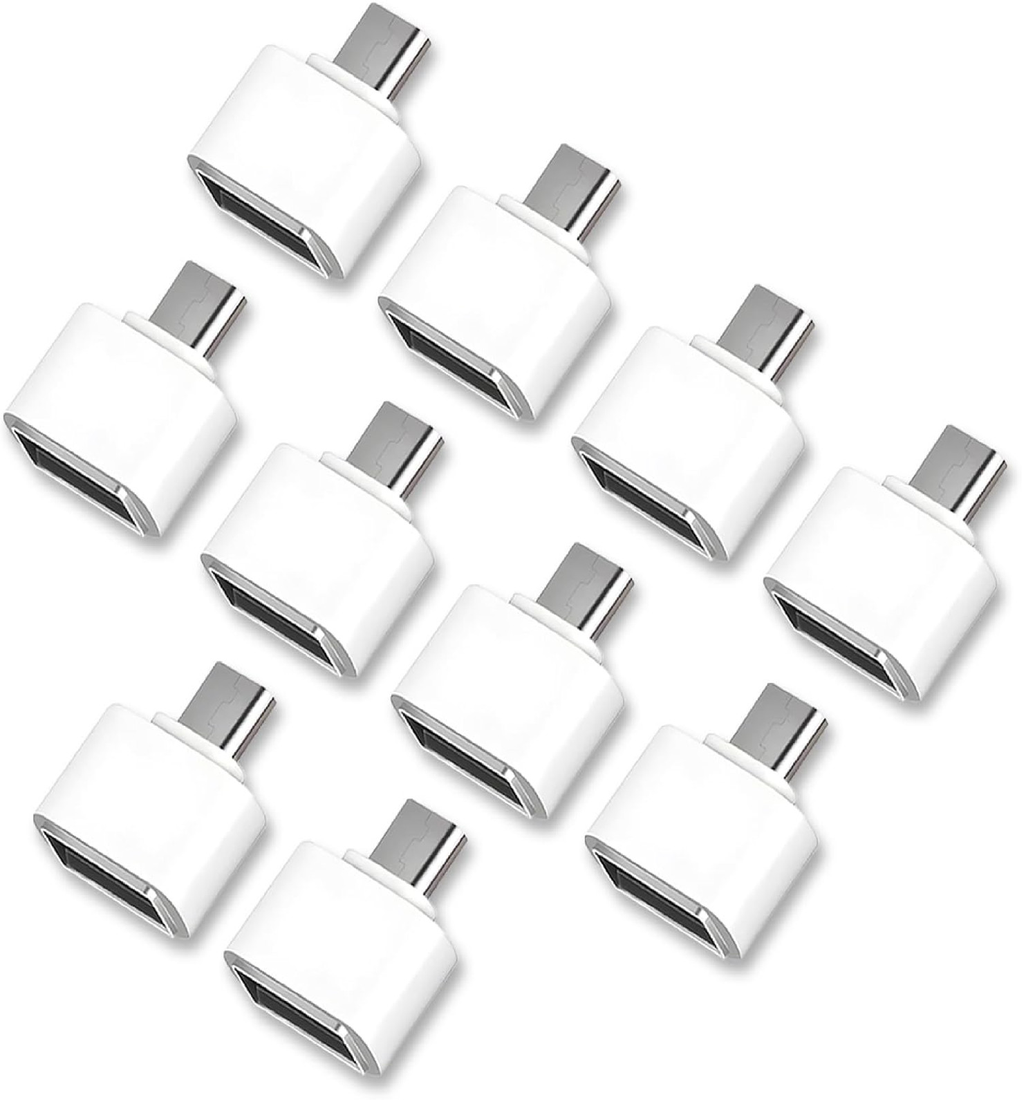 10 Pack USB to Micro USB Adapter - USB 2.0 Male to Female for Micro-B Devices, F