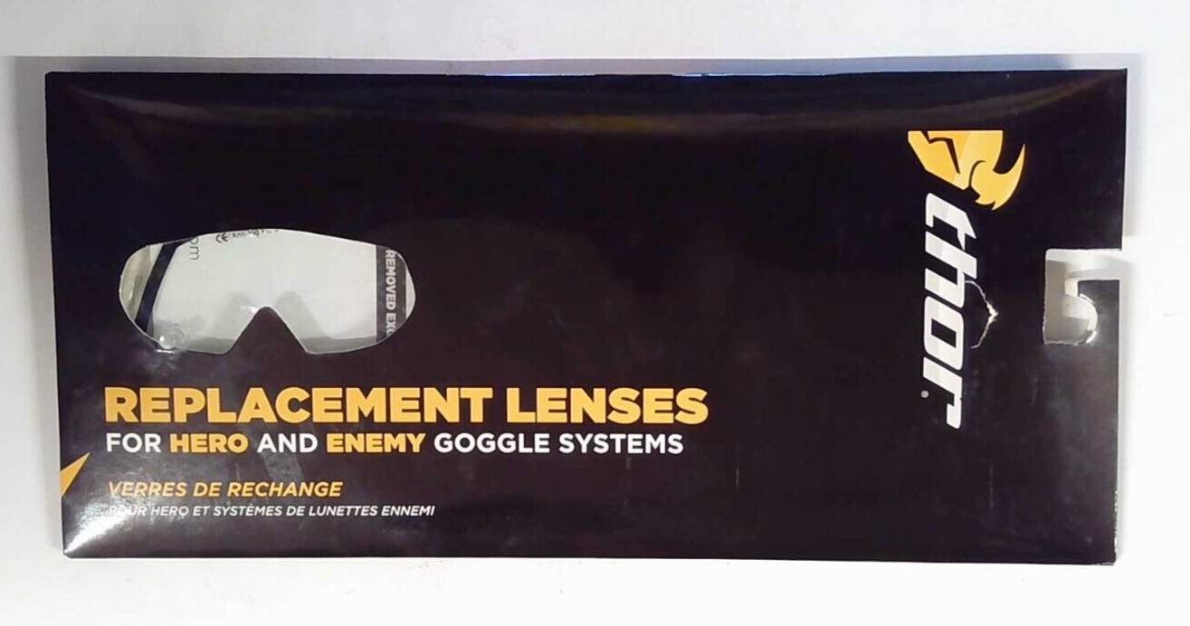 NEW THOR HERO ENEMY CLEAR/BLACK GOGGLE REPLACEMENT LENS 2602-0143