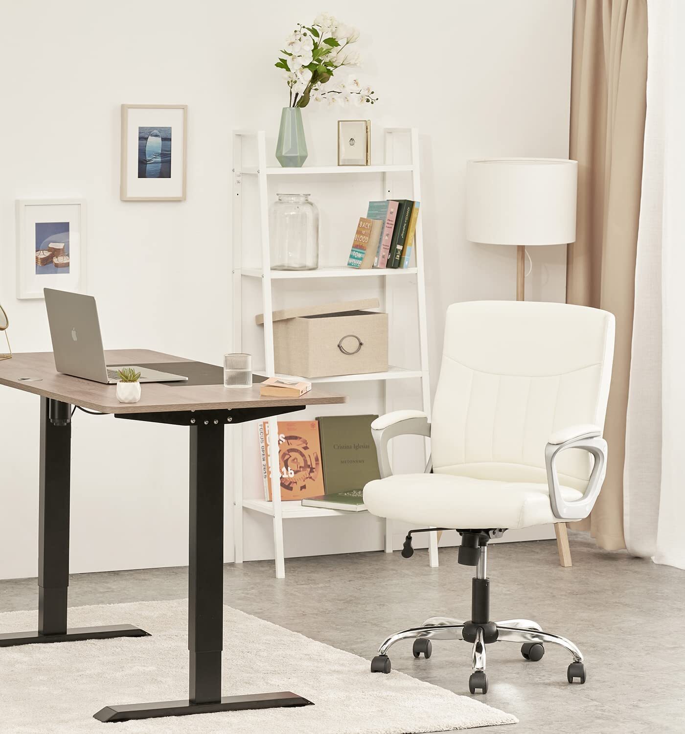 CLATINA Office Executive Chair Ergonomic Swivel PU Leather Armrest Computer Home