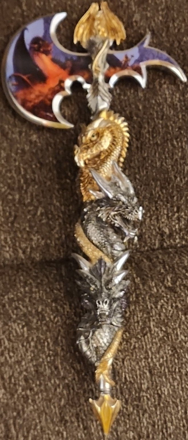Franklin Mint Dragons Quest Fantasy Dagger, Stainless Blade, Double Edge