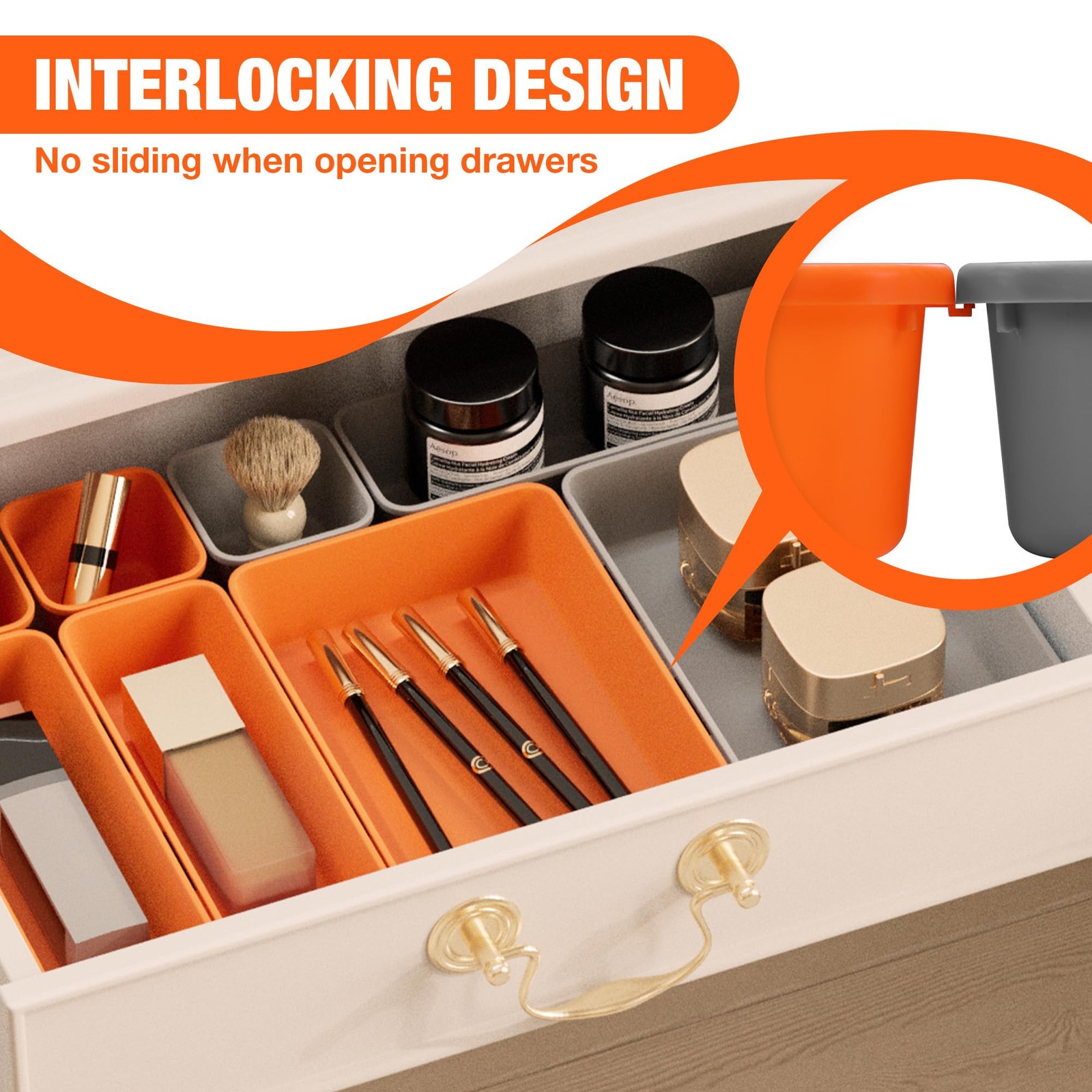 21 PCS Desk Drawer Organizer Set, PP Material Interlocking Drawer Organizer B...