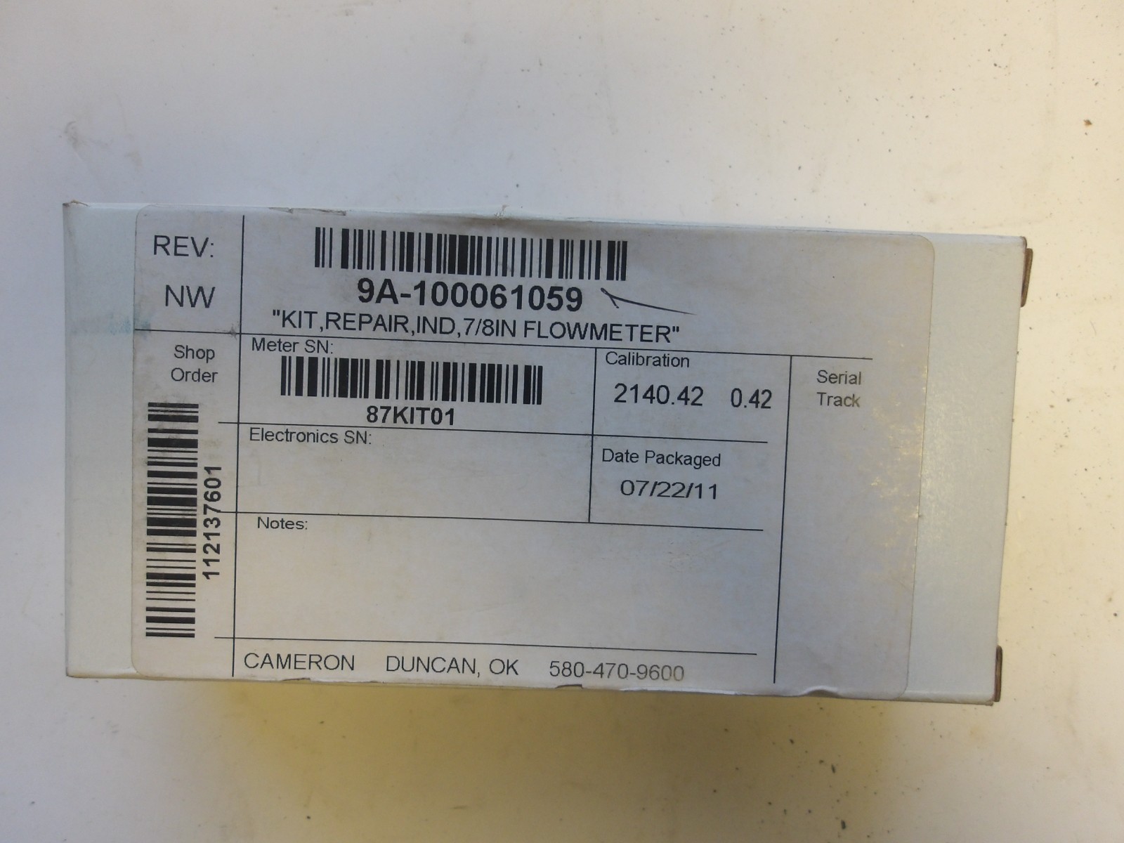 CAMERON P/N: 9A-100061059 TURBINE FLOWMETER REPAIR KIT BRAND NEW IN BOX
