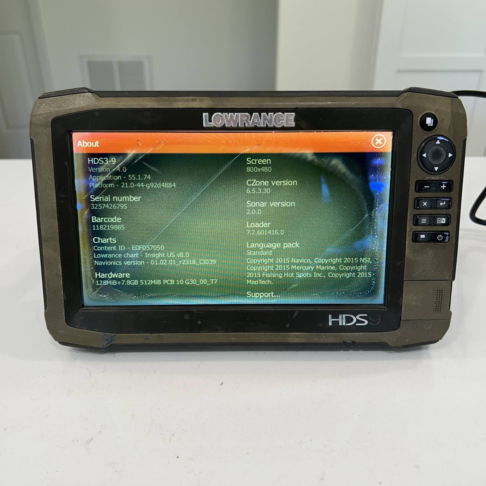 Lowrance HDS 9 Gen 3 Fishfinder GPS Head Unit Tested Working