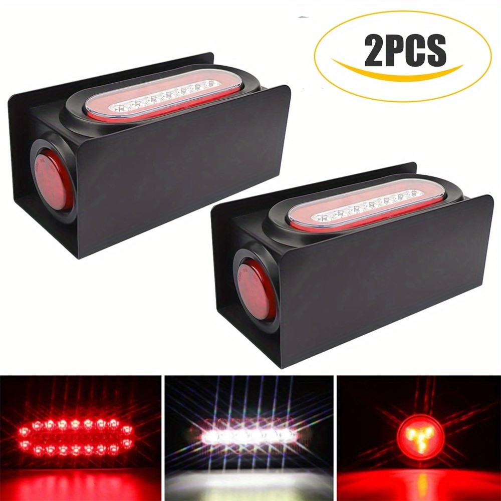 2pcs Trailer/Truck 6" Oval Tail + 2" Marker LED Lights With Housing Iron Box