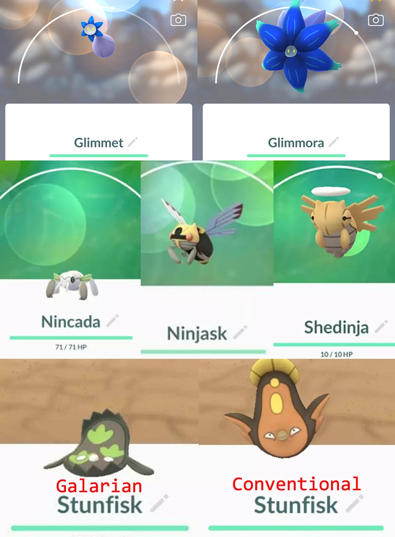 GLIMMET GLIMMORA NINCADA NINJASK SHEDINJA STUNKISK  UNOVA CONVENTIONAL GALAR