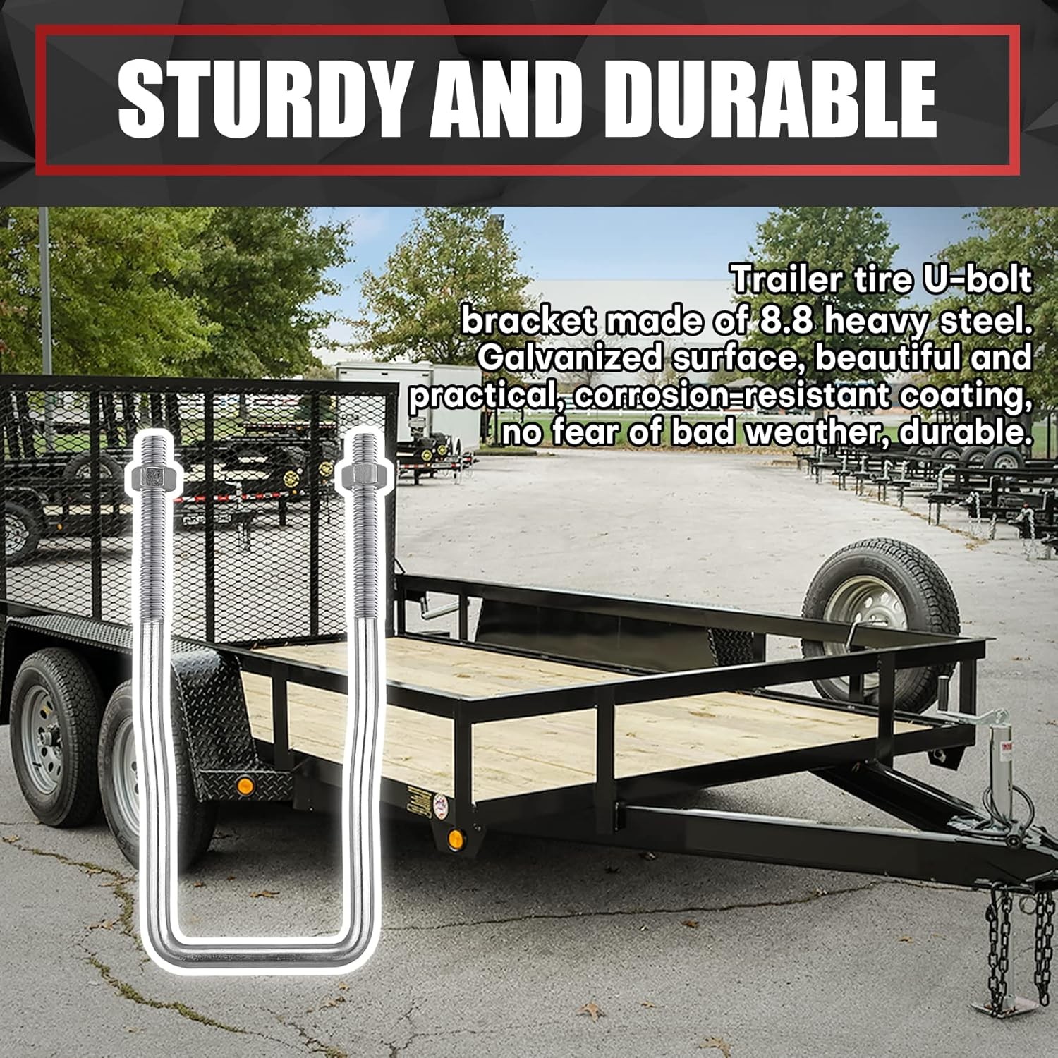 U-Bolt Trailer Spare Tire Bracket, Spare Tire Carrier Galvanized Threaded Spare