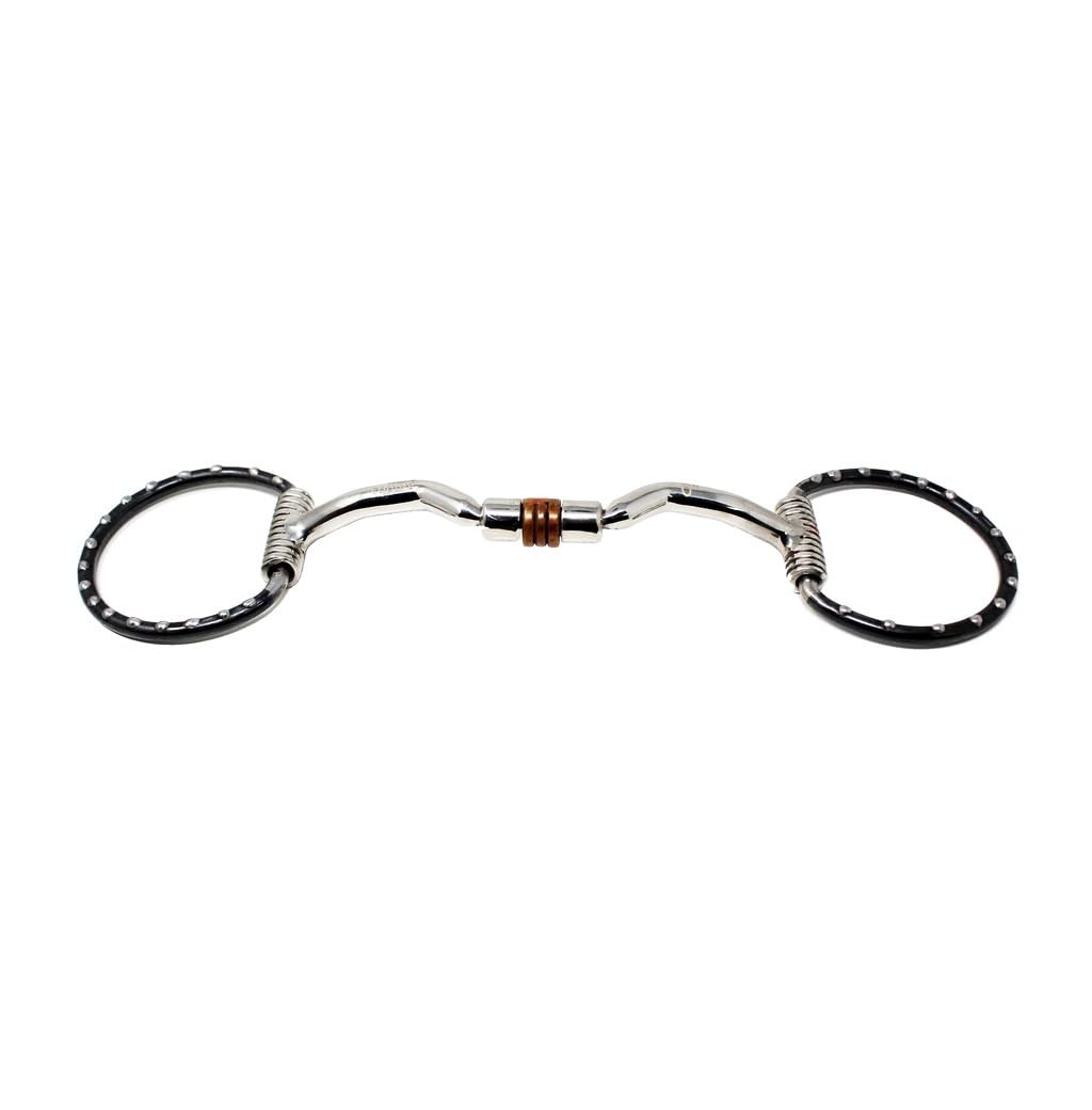 Horse 5" Mouth Studded Dee Ring Sweet Iron Snaffle Bit w/Copper Rollers 3510B