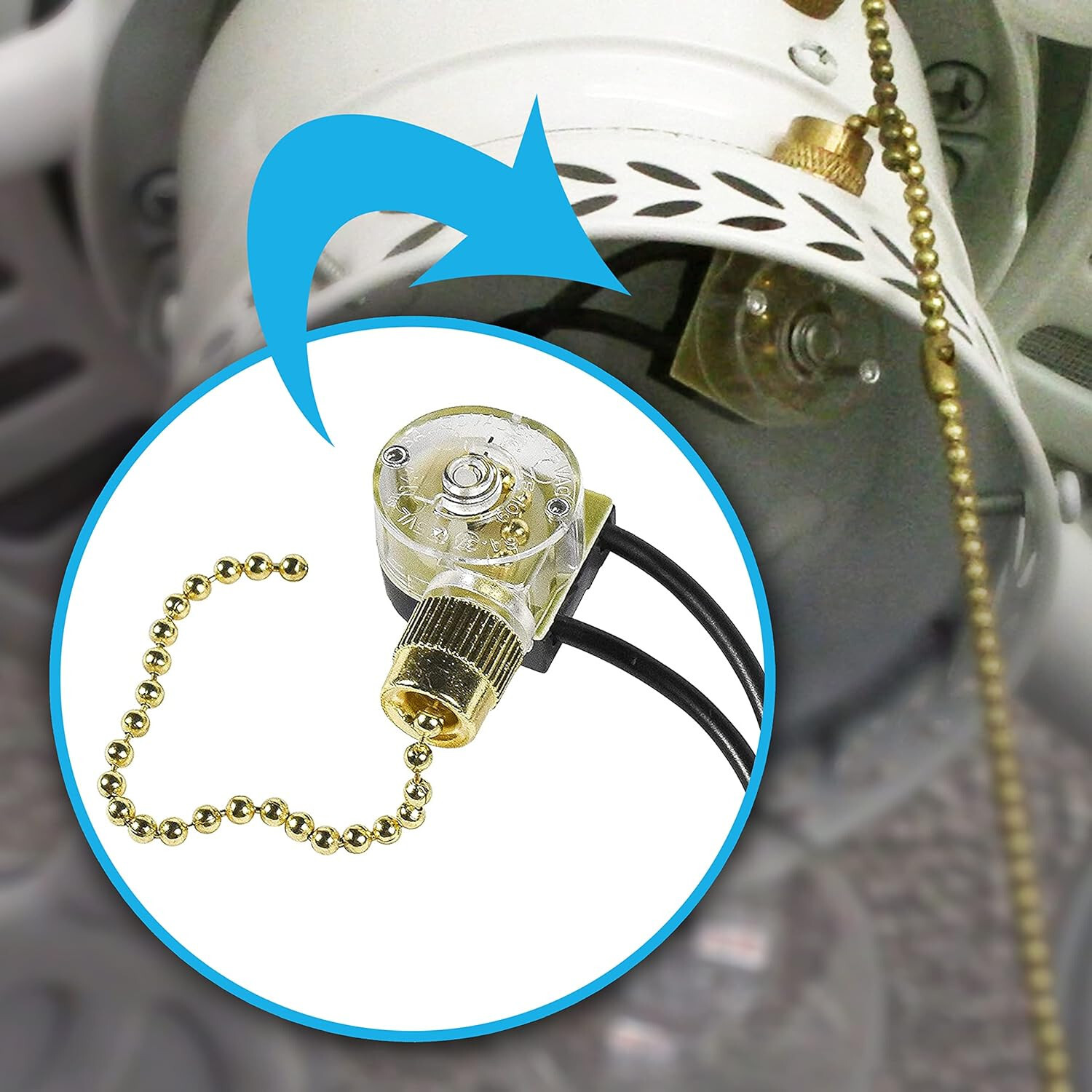 HQRP Ceiling Fan Switch for Shine Top LS-303N, LS-301B E218558 Pull Chain Light