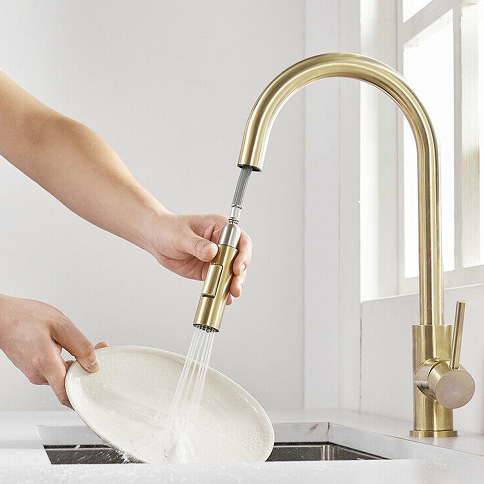 Touch on kitchen faucet with Pull Down sprayer Automatic Sensor Sink Mixer Taps