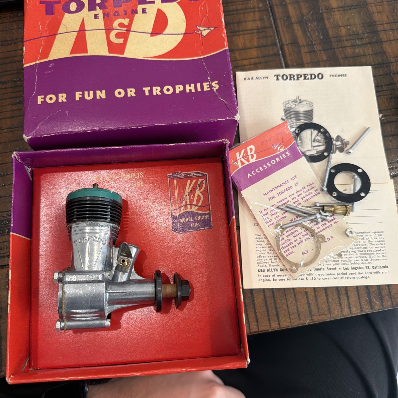 K&B Torpedo 29 Green Head Glow Plug Model Airplane Engine In Original Box