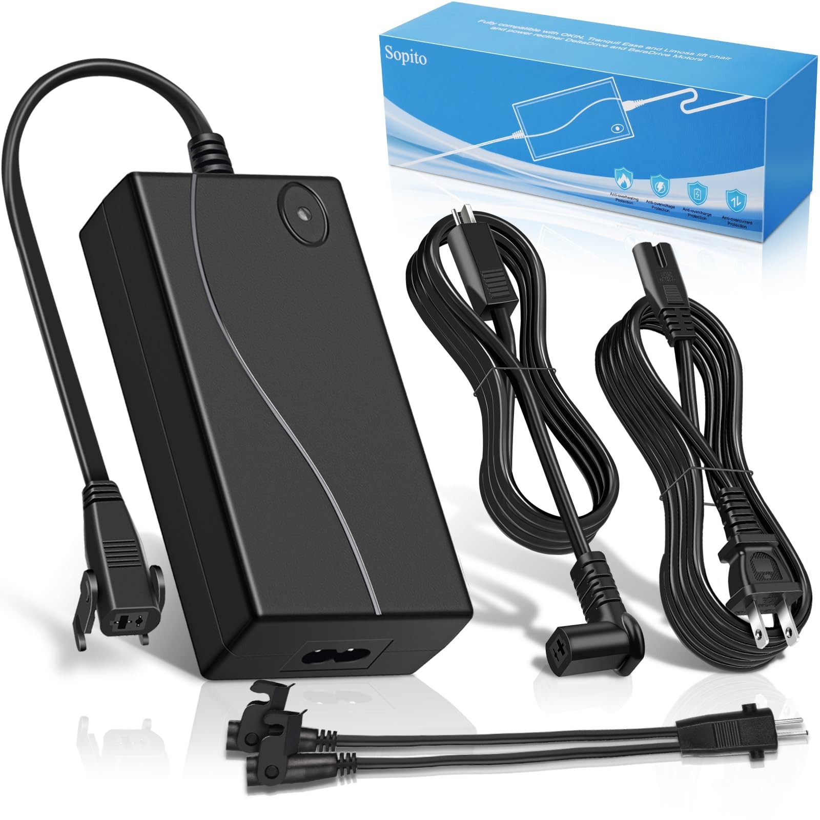 Sopito Universal Power Recliner Power Supply Kit 29V 2A 2-Pin Adapter 100-240V