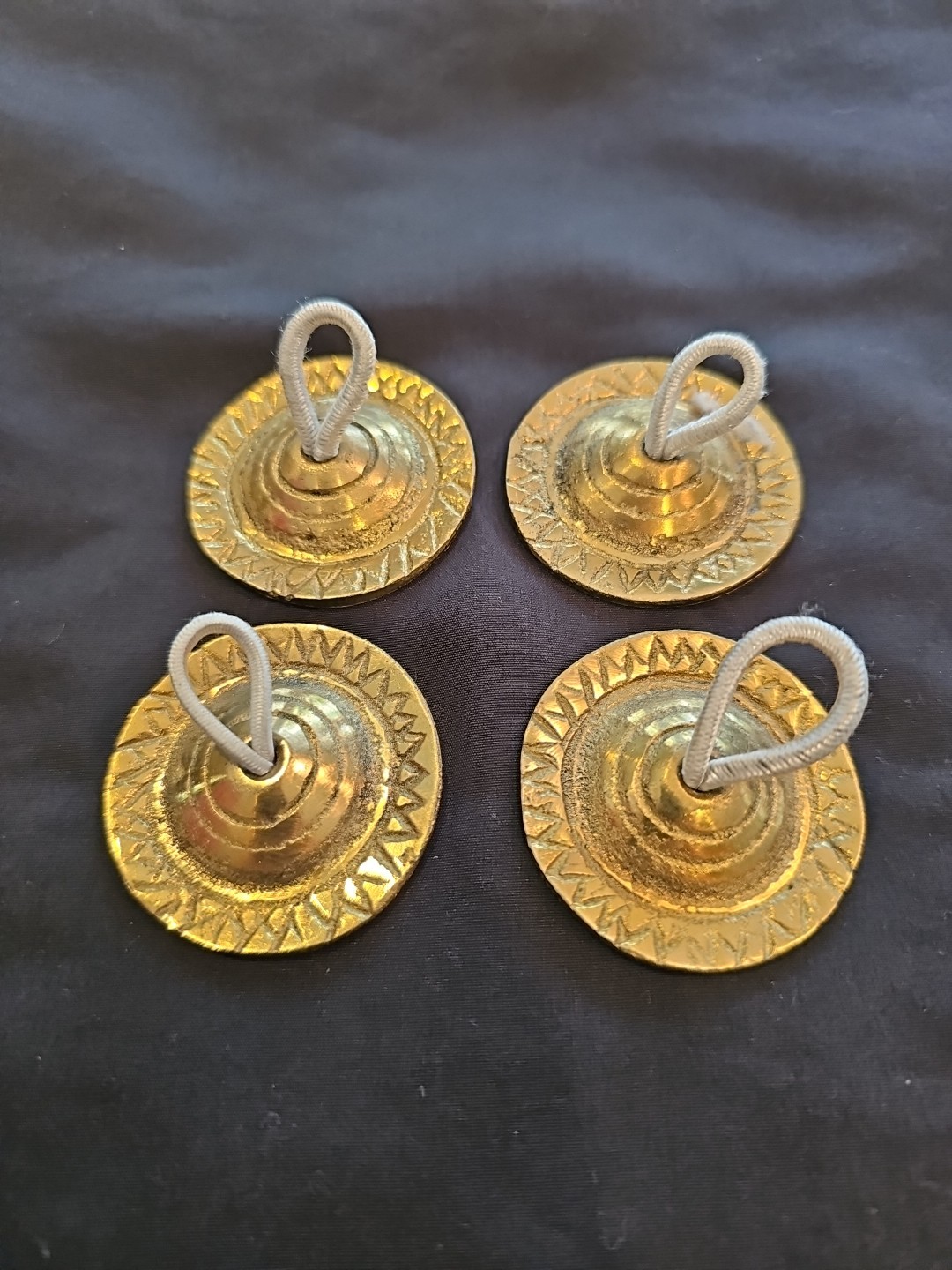 Vintage 4 Pc Brass Finger Cymbals Belly Dancing