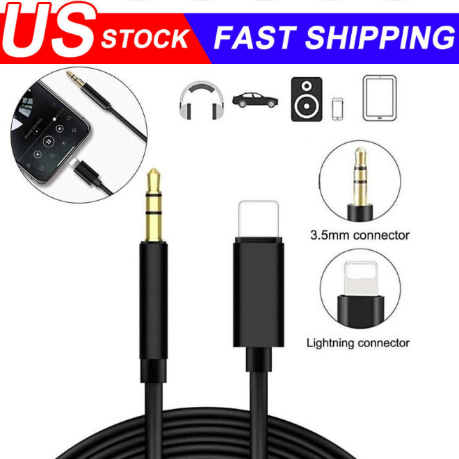 1~5Pack For iPhone Audio Cable Adapter 8 Pin to 3.5mm AUX Audio Car Adapter Cord