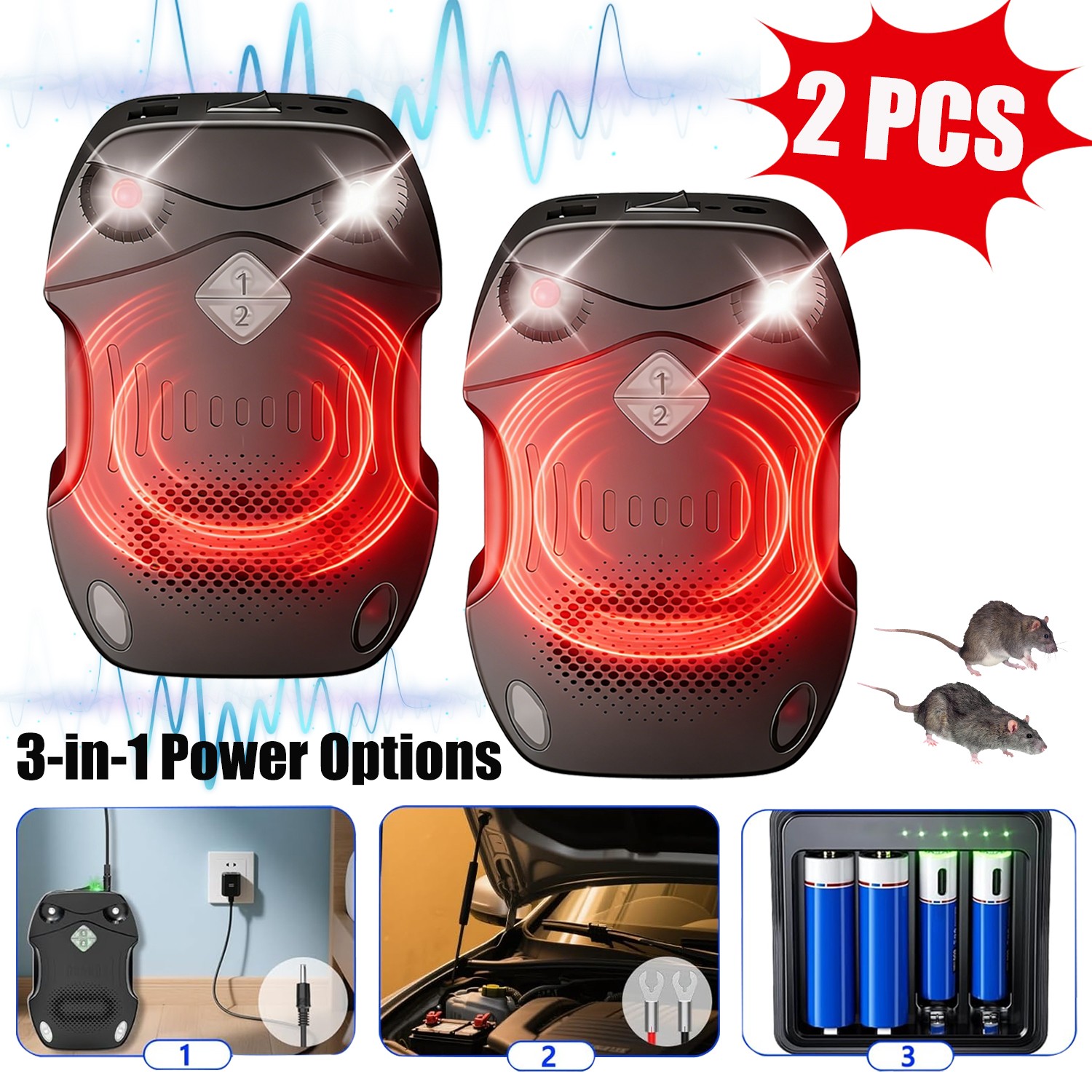 2 Pack Rodent Repellent for Car Engines,Ultrasonic Rodent Repeller  for Mouse,o