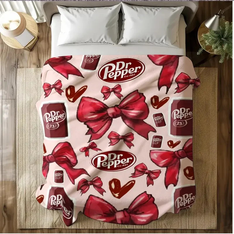 Vintage Soda Hearts Pattern Fan Gift Flannel Throw Blanket Soft Cozy
