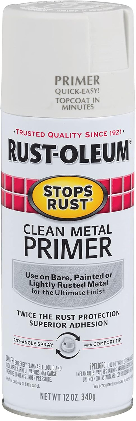 7780830 Stops Rust Clean Metal Primer Spray, 12 Oz, Flat White