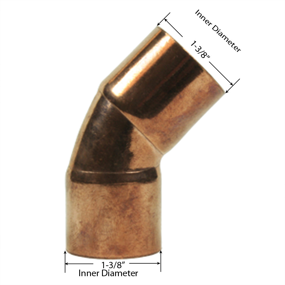 Libra Supply 1-1/4 inch, 1-1/4'', 1-1/4-inch 45 Degree Copper Elbow CxC, 5pcs