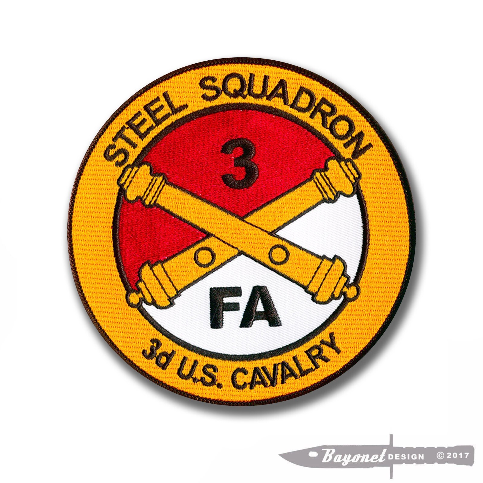 Field Artillery "STEEL" Squadron Embroidered Patch - 4 1/2" Merrowed Edge WAX