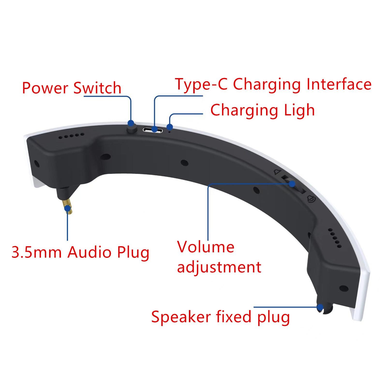 For PS5 VR2 Headset Stereo External Amplifier Speaker Accessories Type-C Charge