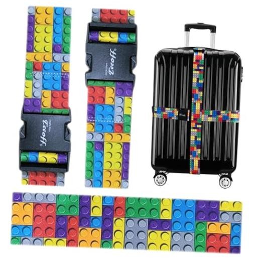 2 Pack Elastic Luggage Straps Suitcase Belts Travel Bag Building Block