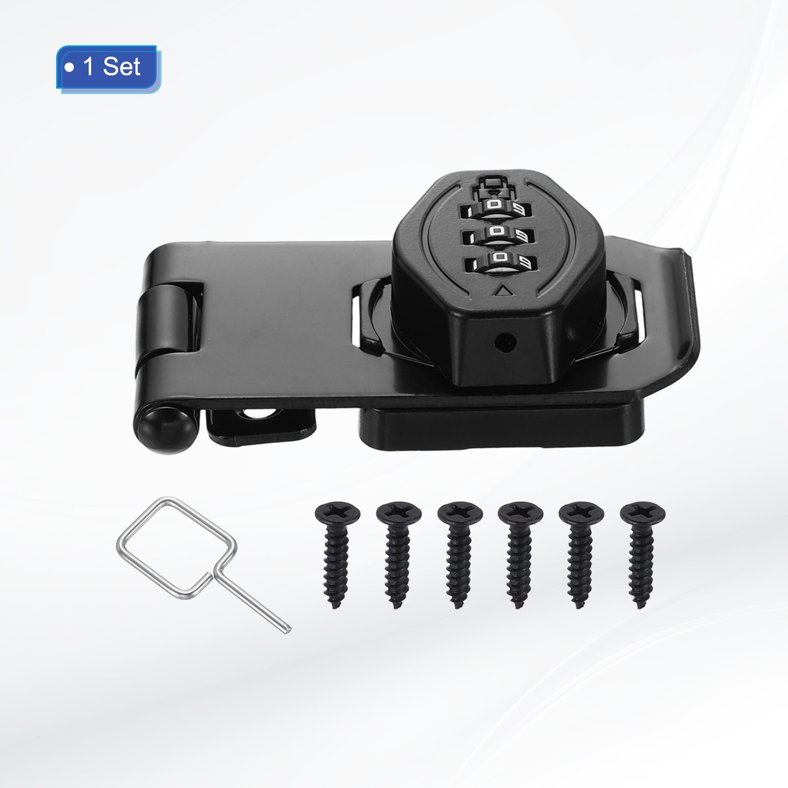 Keyless Cabinet Combination Lock 3", 3-Digit Password Hasp Lock Black