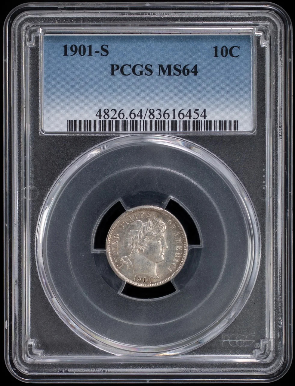 1901 S Dimes Barber or Liberty Head PCGS MS-64