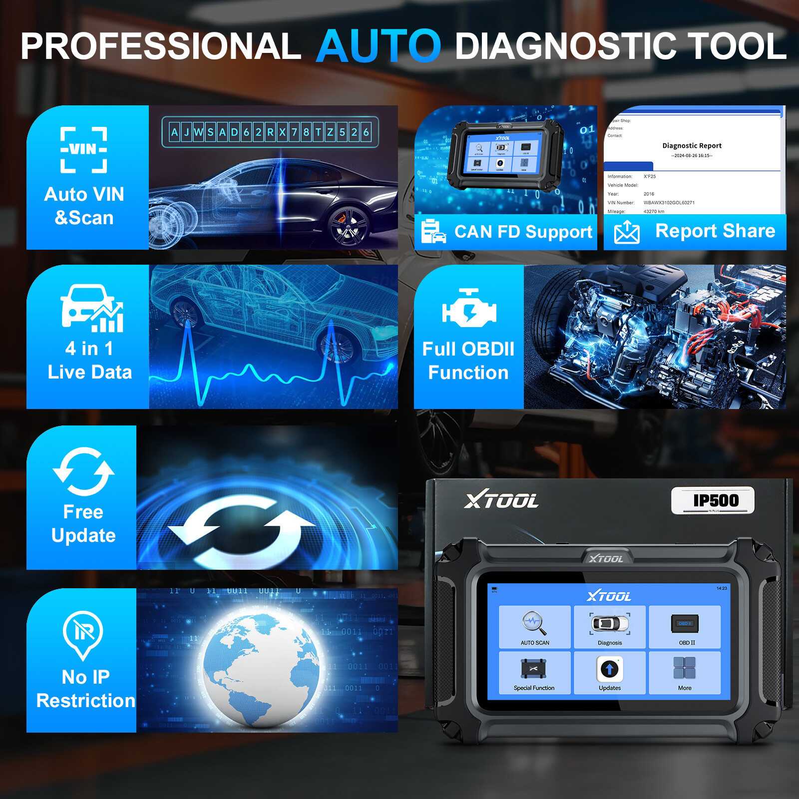 XTOOL IP500 For BMW All System Bidirectional OBD2 Diagnostic Scanner ECU Coding