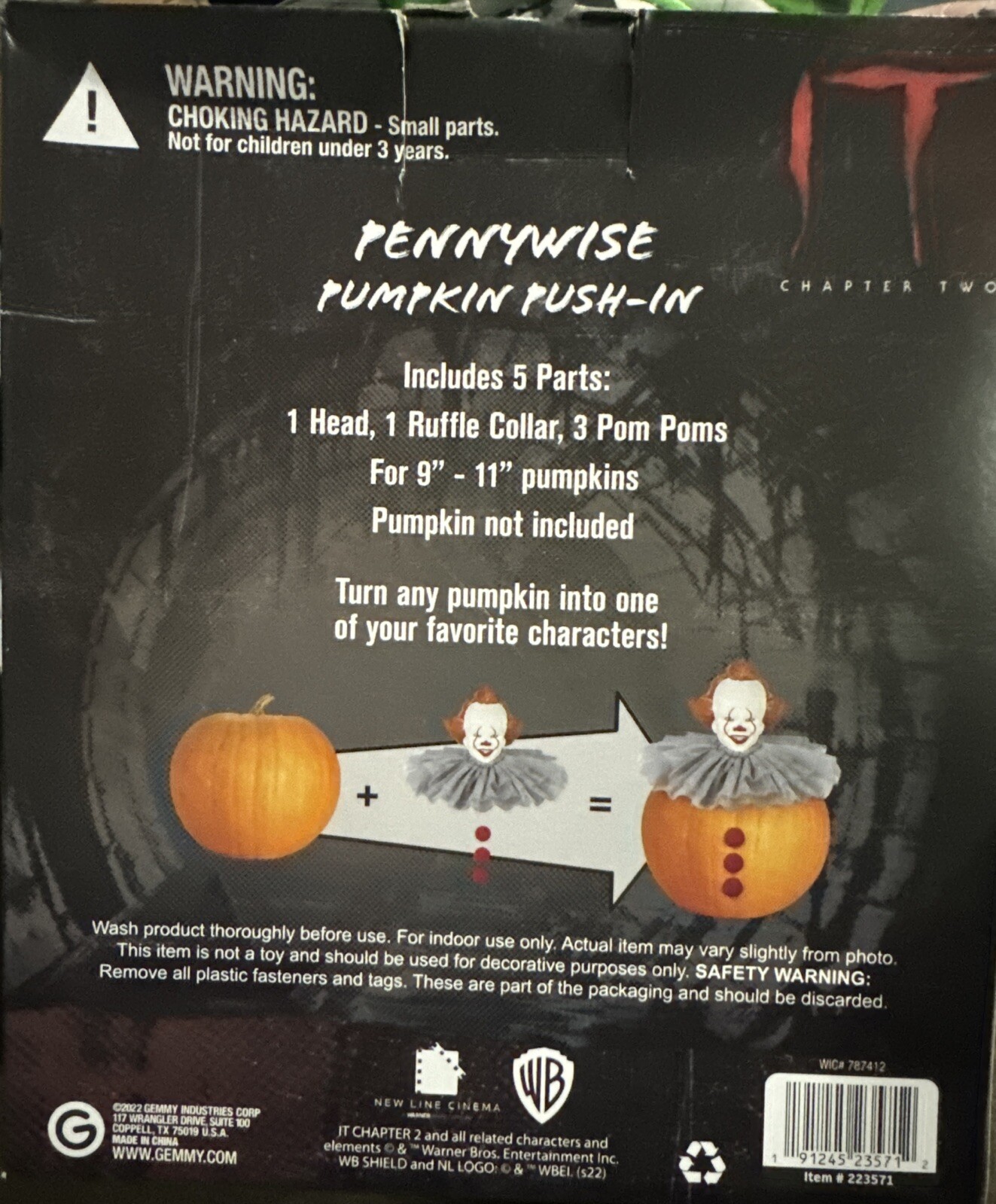 Pennywise Clown Pumpkin Push In Kit MISSING THE POMPOME / Box Damage