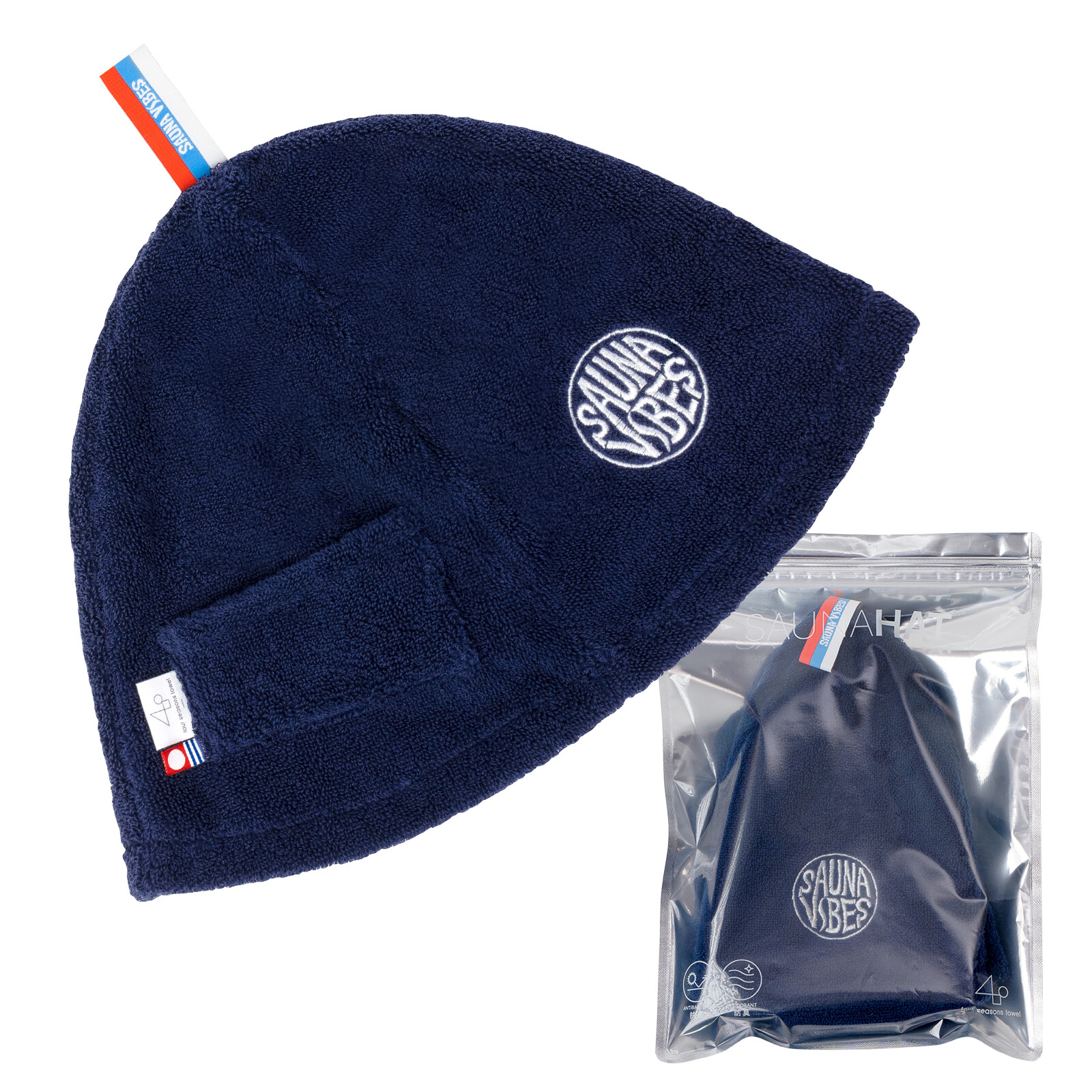 Sauna Vibes Sauna Hat Imabari Towel Organic Cotton Washable Unisex Navy New