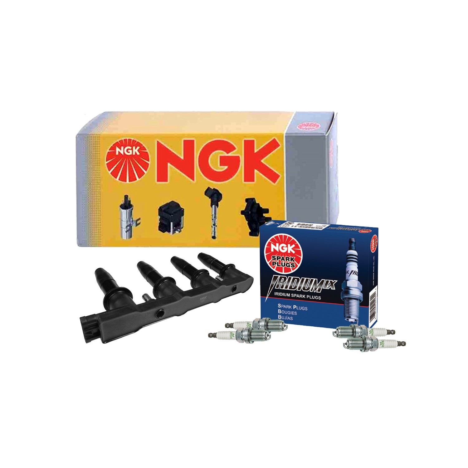 NGK 1 Ignition Coil Assembly & 4 V-Power Spark Plugs For Cruze Sonic 1.8L L4