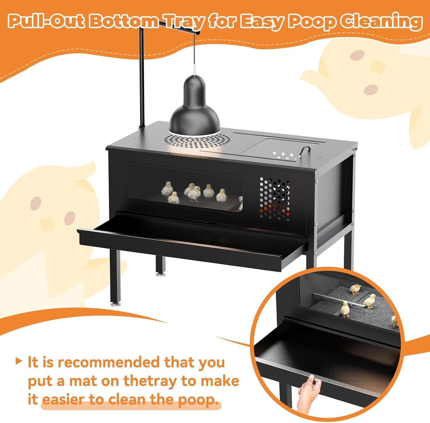 Chicken Brooder Box - Stand-Up Brooder Pen for Chick Brooder with Lamp Stand & R