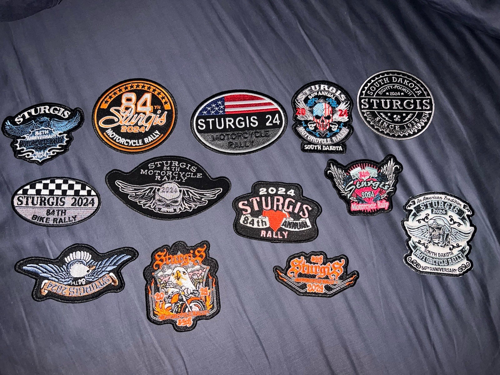 13 Different Sturgis Motorcycle Rally & Races Unused Cloth Patches 2024   Set A