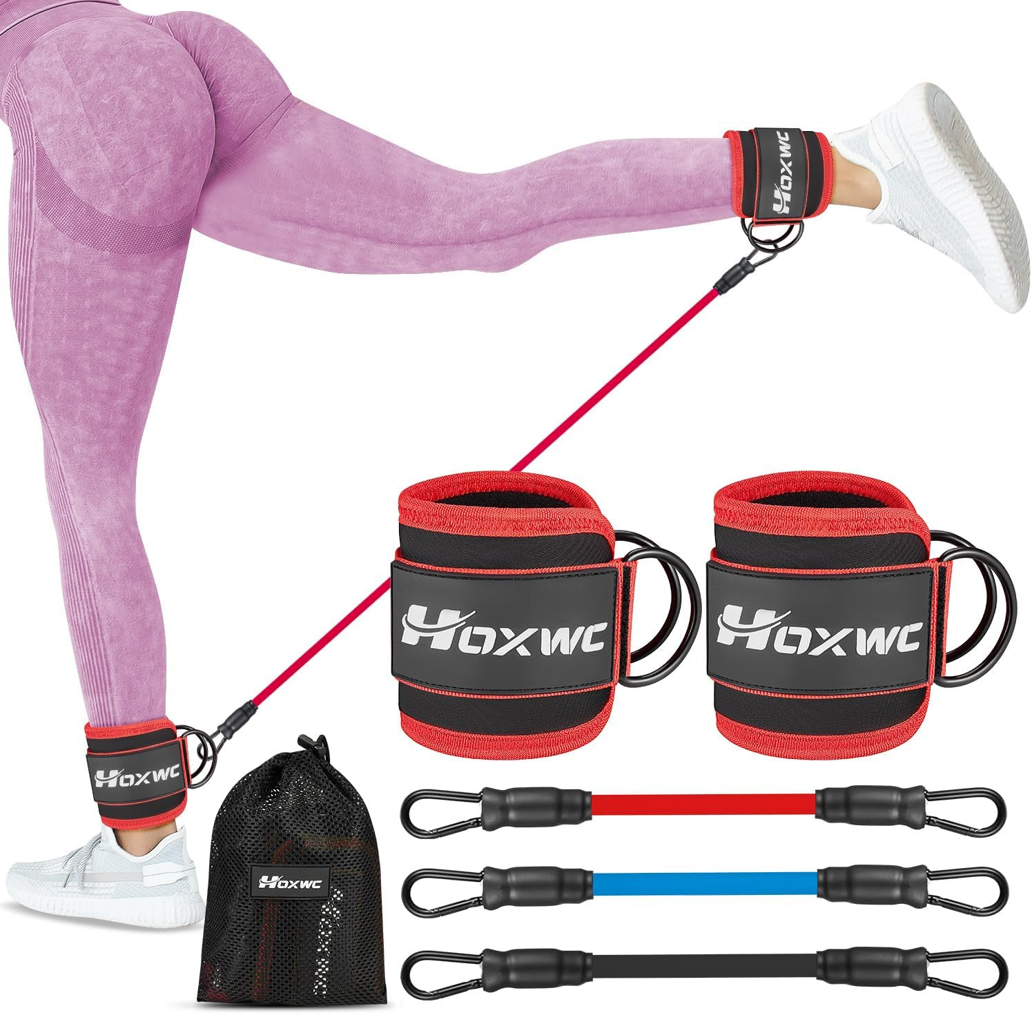 Ankle Resistance Bands with Cuffs, Ankle Bands for Working Out, Ankle Resistance