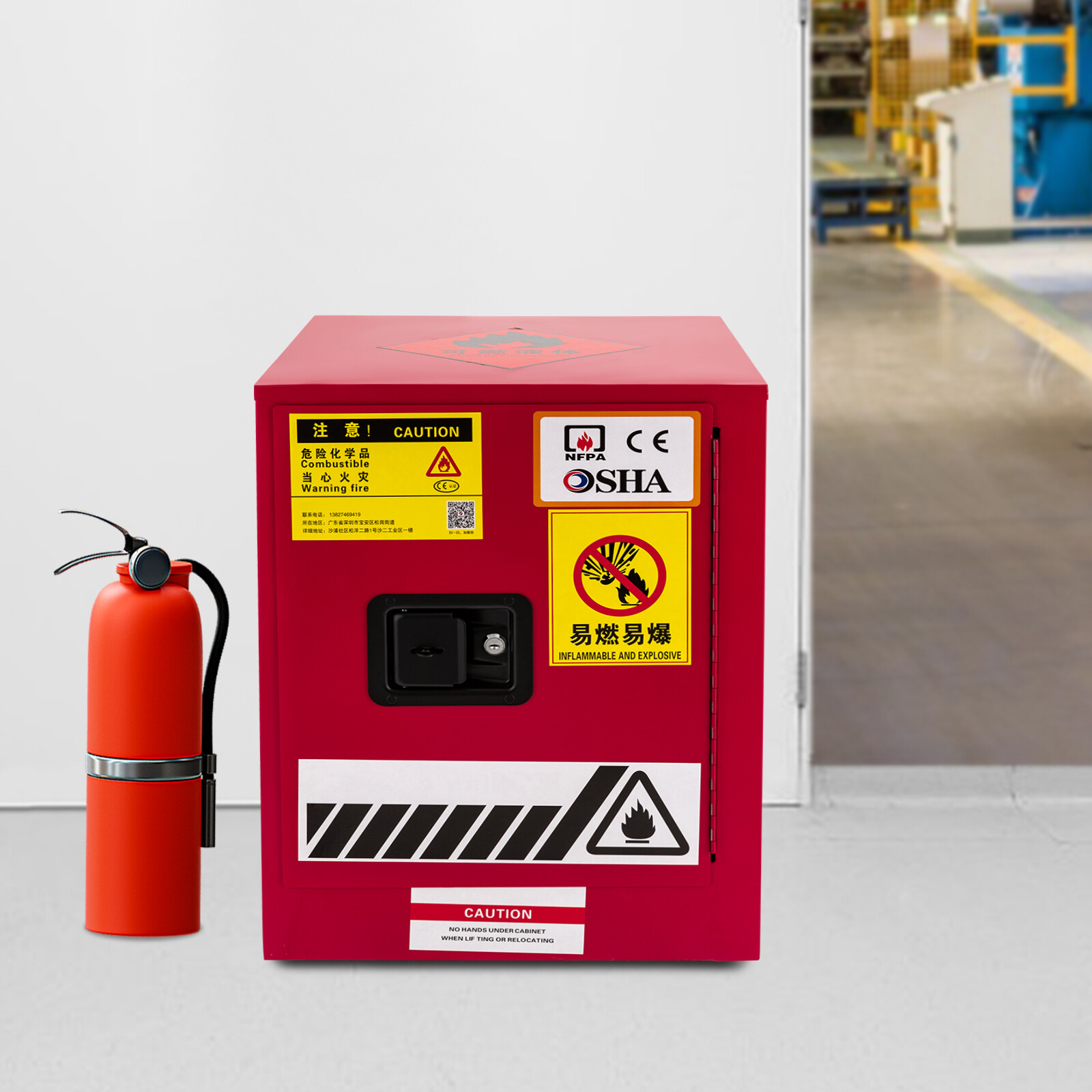 Liquid Safety Cabinet 4 Gallons/1.51L Flammable Red Hazardous Storage Cabinet