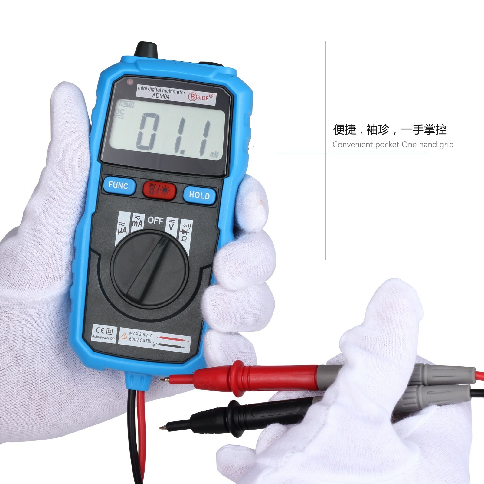 BSIDE ADM04 Mini Digital Auto Range Non-Contact Multimeter Voltage Current USA
