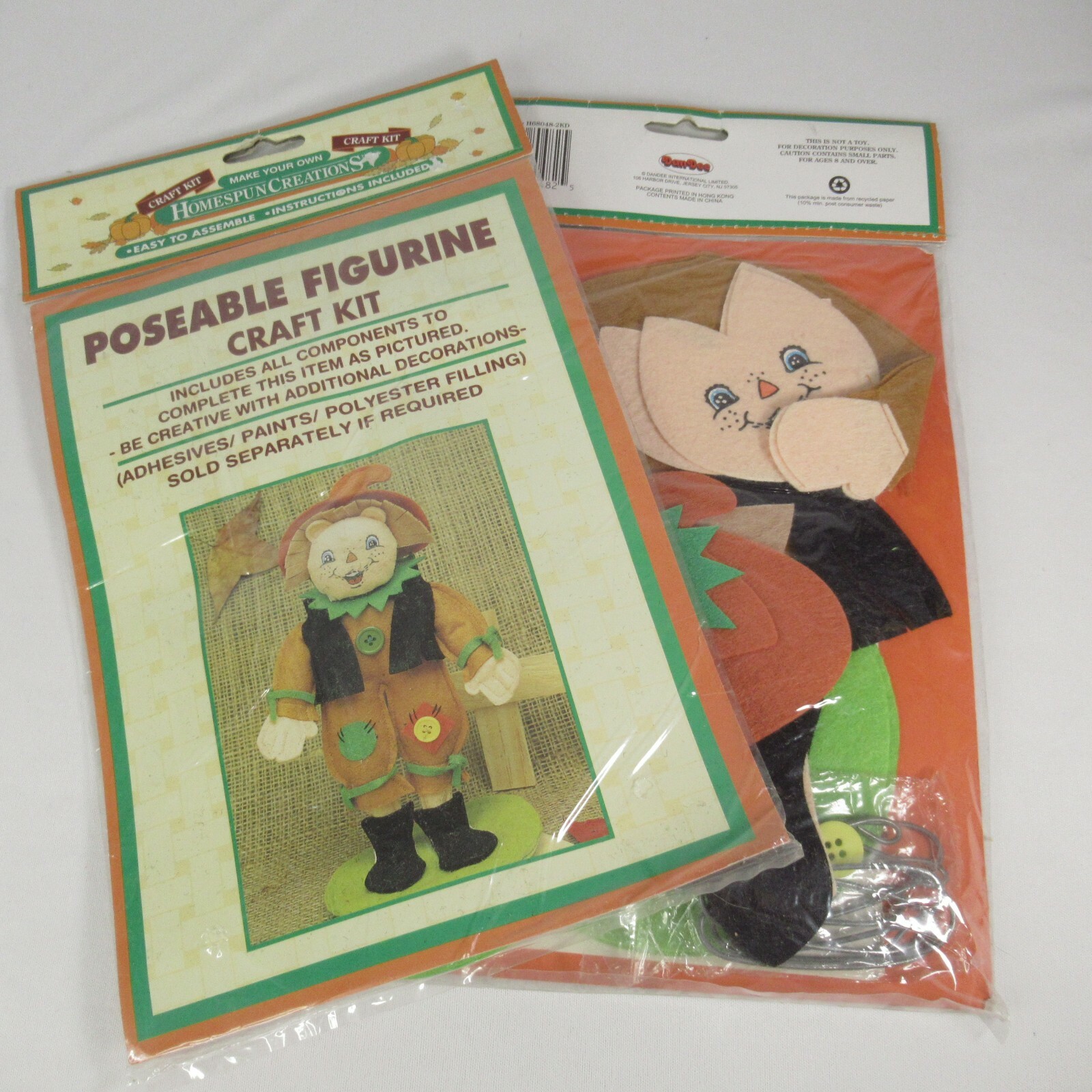 Fall Cat Scarecrow 2 Craft Kits Dandee Homespun Creations Poseable Figurine