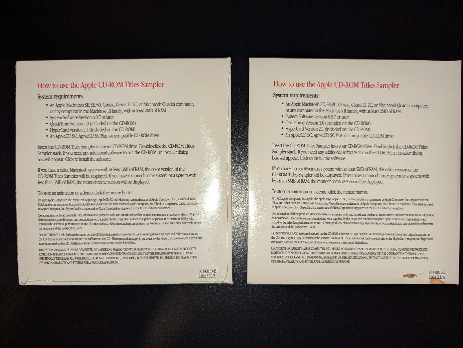 2x Apple CD-ROM Titles Sampler - one shrinkwrapped, one open