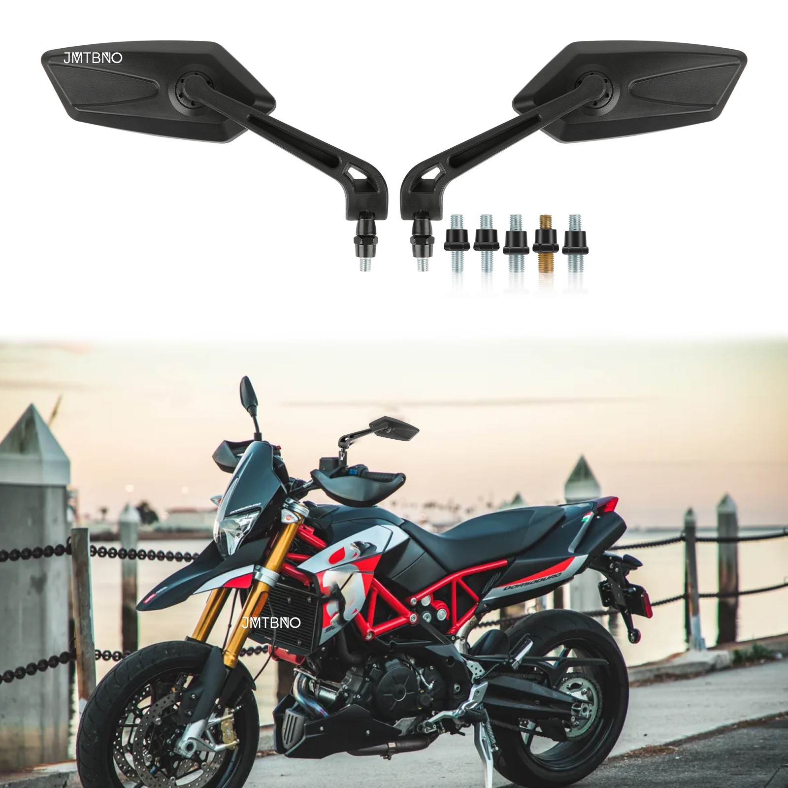 2PCS Rearview Side Mirrors Motorcycle Black For Aprilia Dorsoduro 750 900 1200